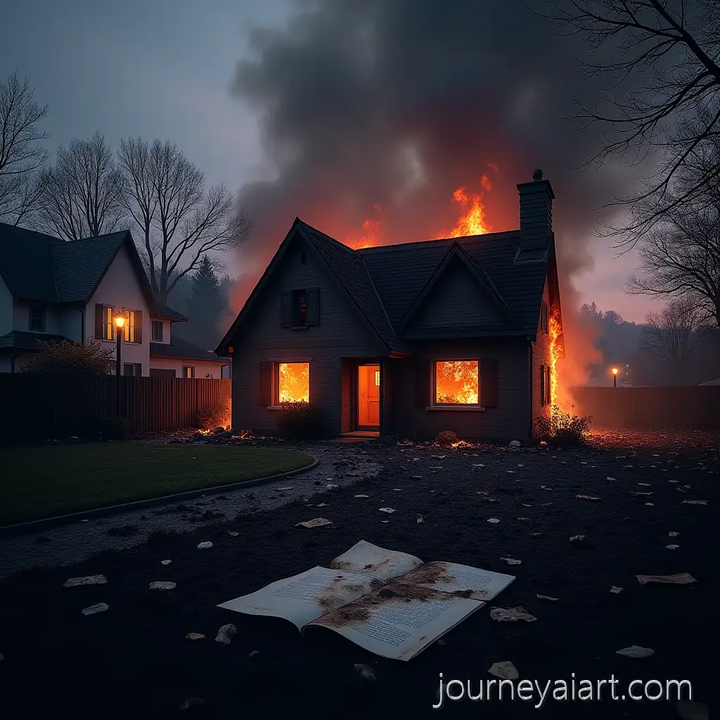 Burned-House-in-UpscaleHaunted-book-cover-Suburban-Neighborhood-Haunting-Book-Cover-for-Psychological-Thriller