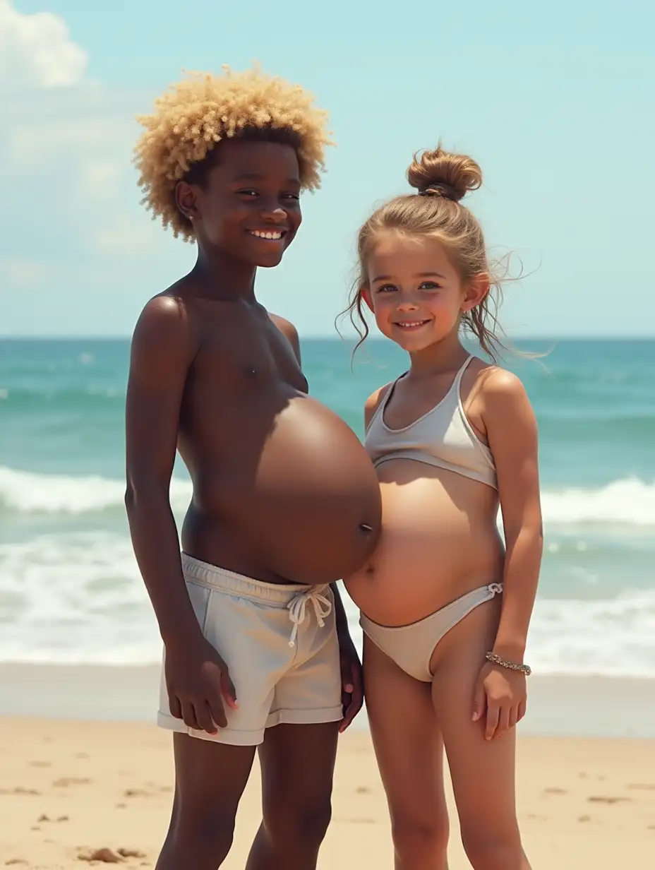 Teenager-and-Child-at-the-Beach-with-Unique-Body-Features