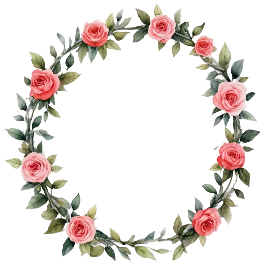 Exquisite-Roses-Wreath-PNG-Image-HandDrawn-Watercolor-Style