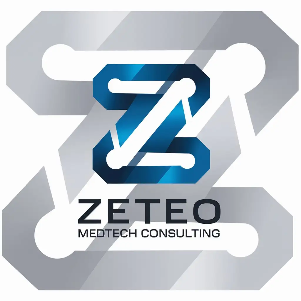 LOGO Design for Zeteo MedTech Modern Sleek Medical Innovation and Engineering Theme with Blue Grey Color Scheme