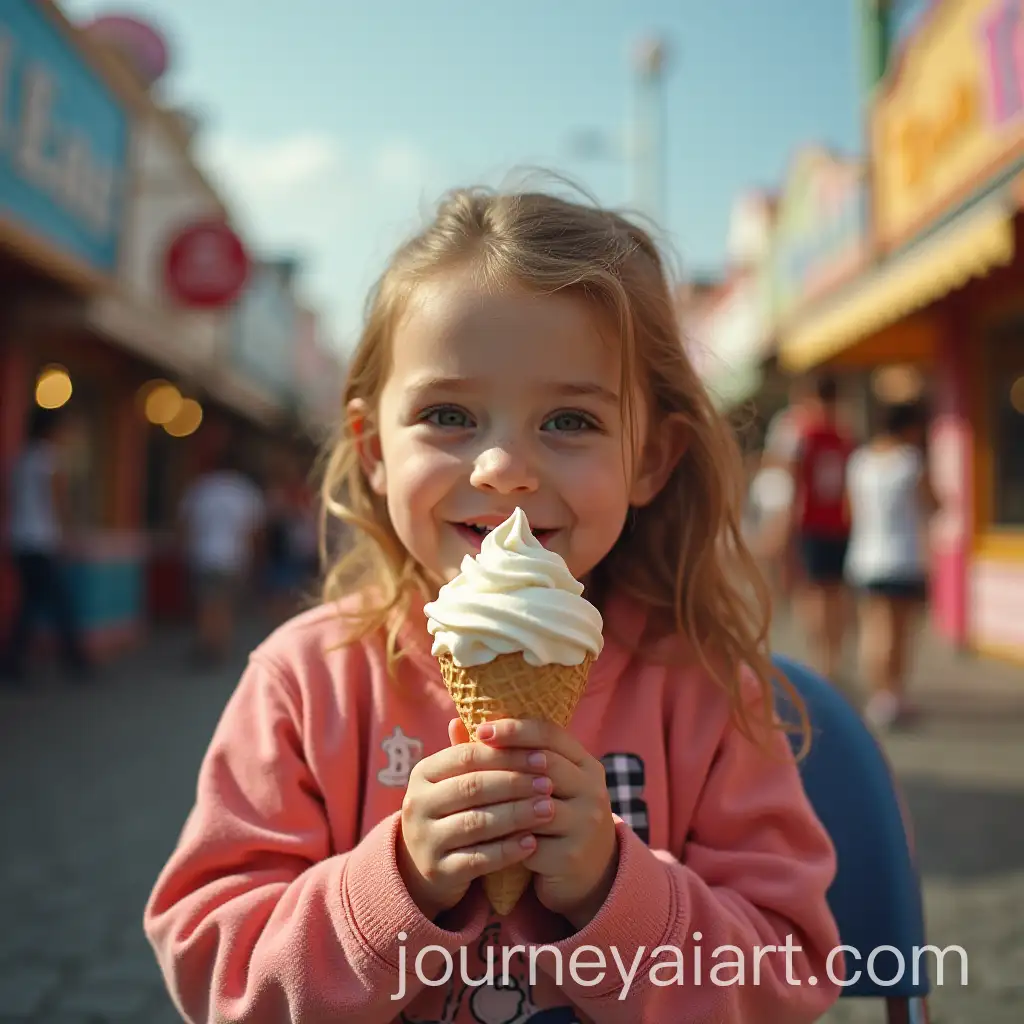 Young-Girl-Enjoying-Ice-Cream-on-a-Chair-at-Amusement-Park