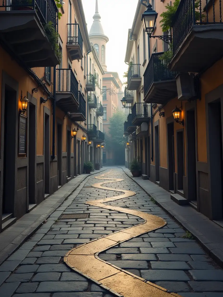 Urban-Street-Scene-Going-Up-and-Zigzagging