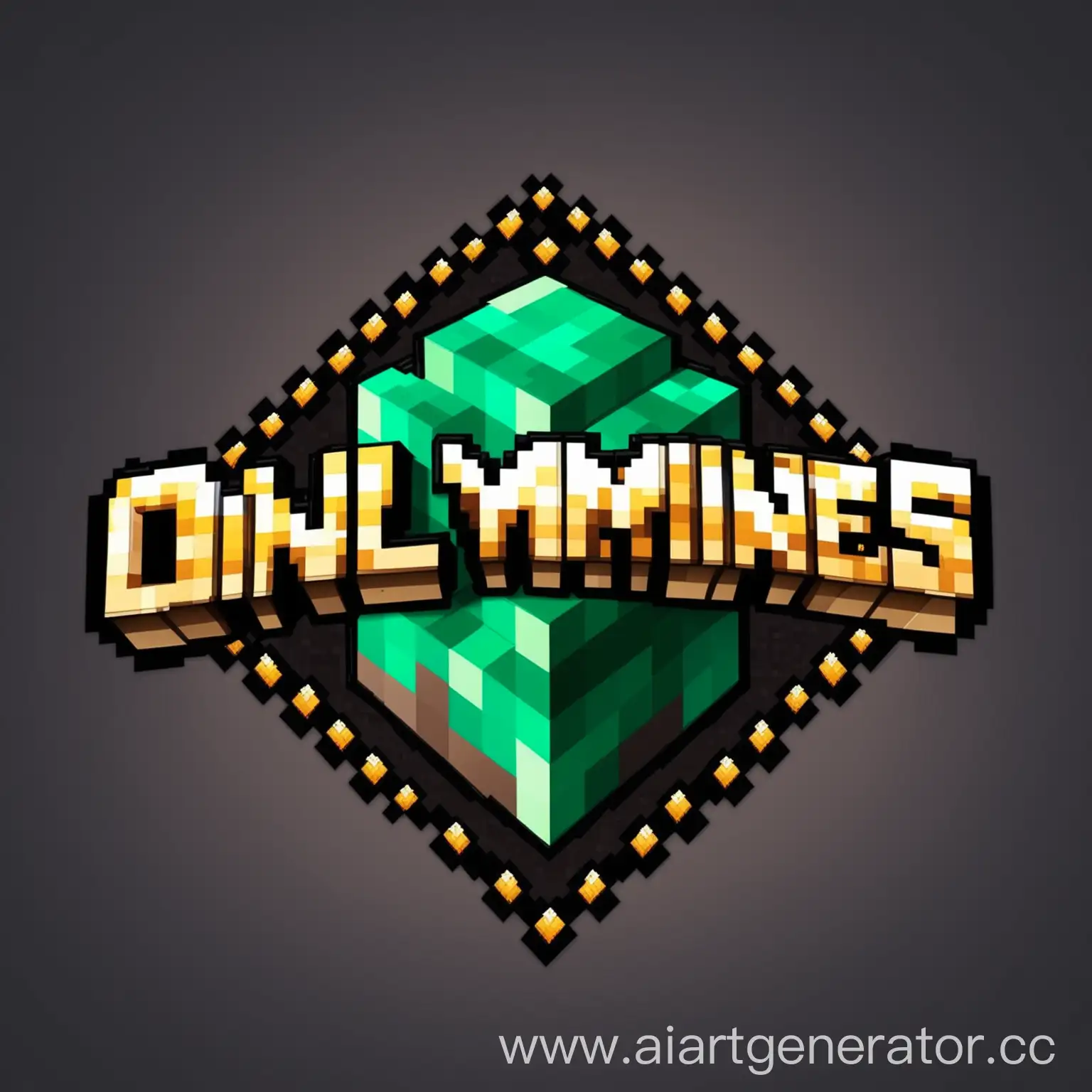 логотип для сервера в Minecraft под названием "OnlyMines"