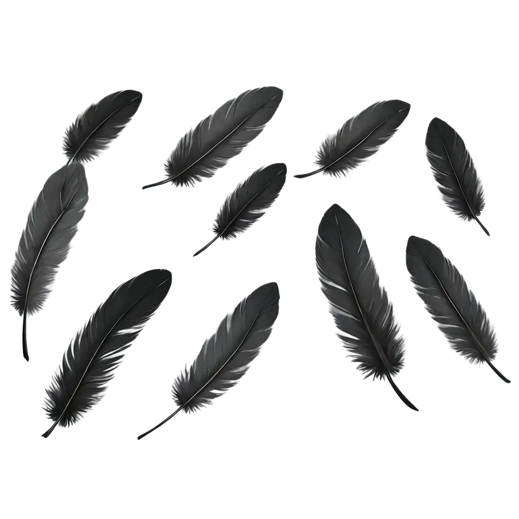 Create-PNG-Image-of-Realistic-Falling-Black-Feathers-AIGenerated-Art-Prompt