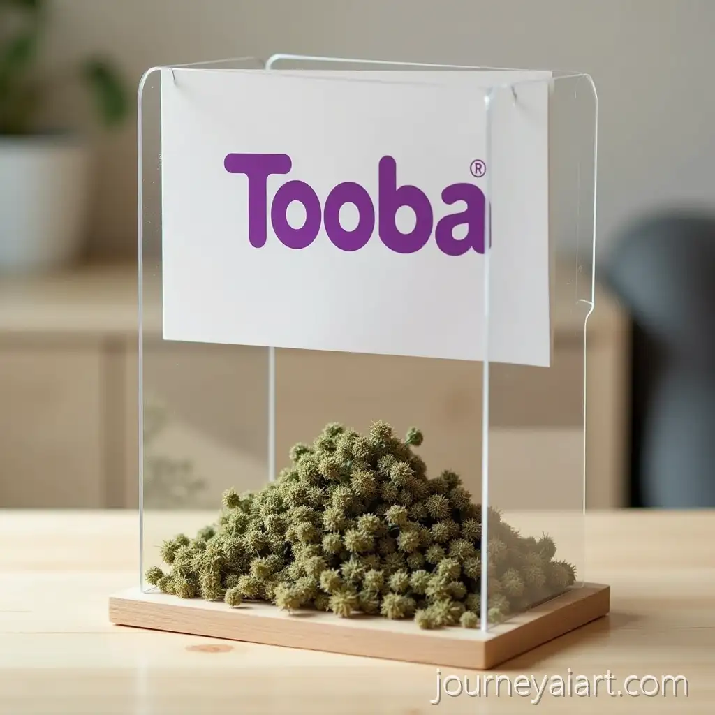 Catnip-Flower-Display-with-Tooba-Branding-on-Transparent-Board