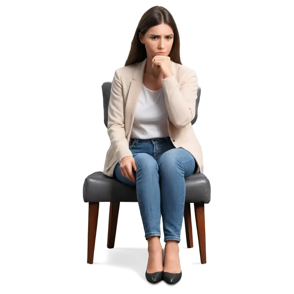 Sad-Woman-Seating-in-Chair-PNG-Image-Expressive-3D-Artwork