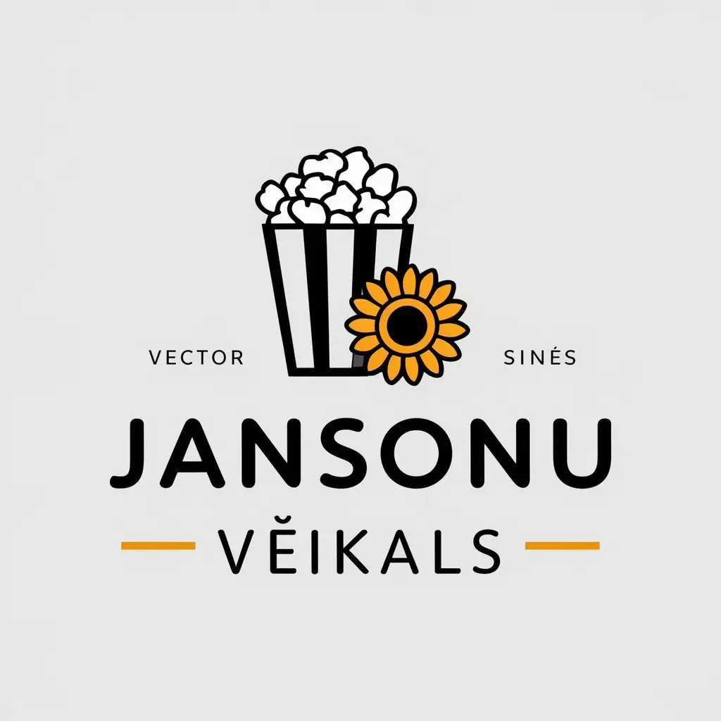 a vector logo design,with the text "Jansonu veikals", main symbol:Popcorn and sunflower seeds,Moderate,be used in Retail industry,clear background