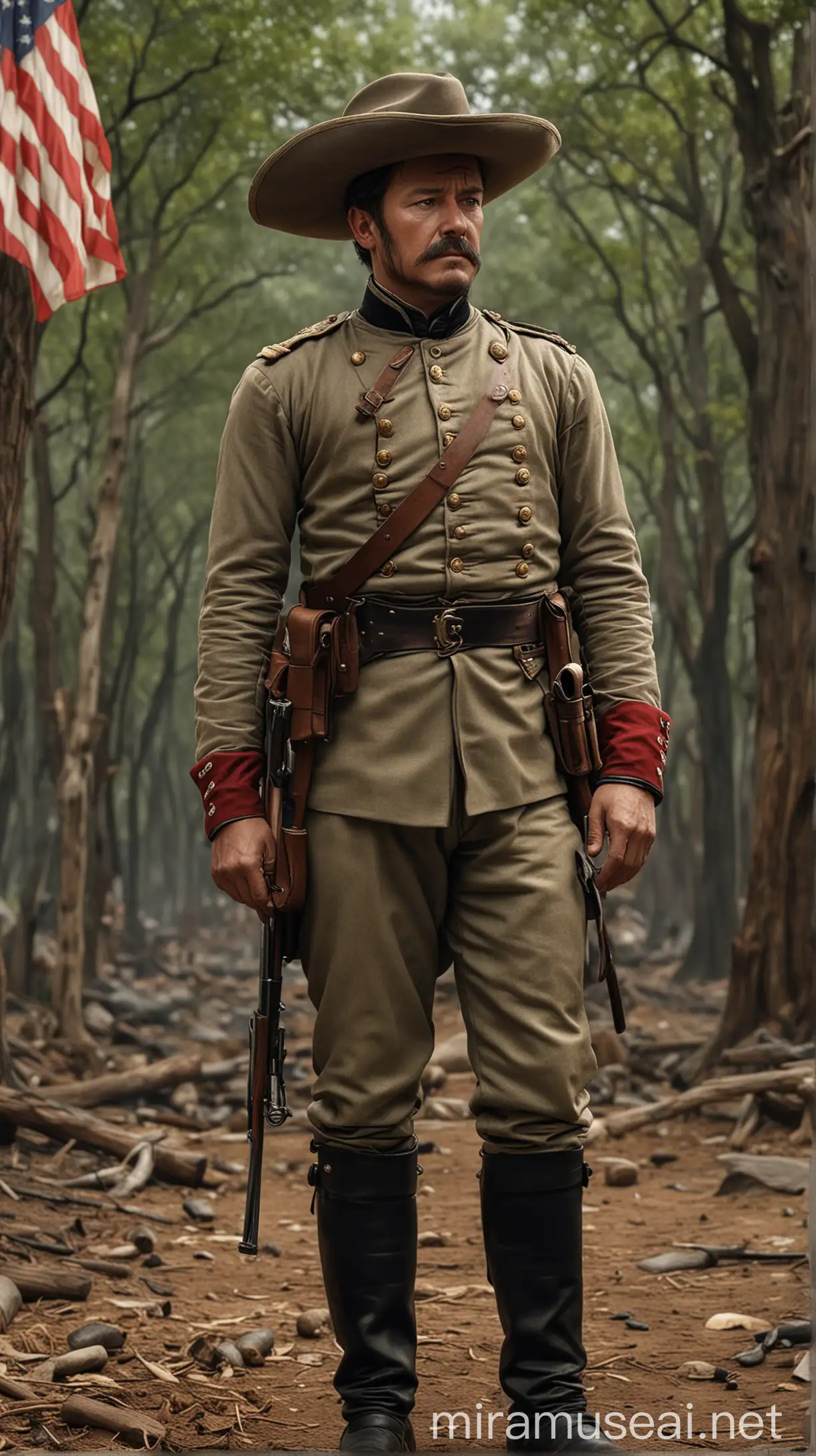 Create a scene of Lee in the Mexican-American War, demonstrating his bravery and tactical brilliance, possibly alongside General Winfield Scott. hyper realistic
