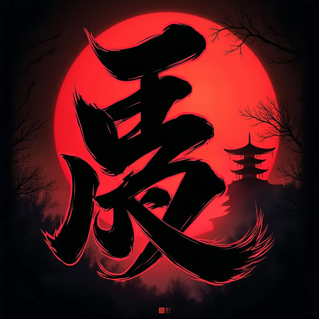Inuyasha-Anime-Typography-with-Bold-Kanji-and-Mystical-Imagery