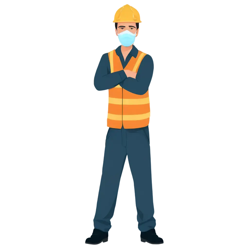 Personal-Protection-Construction-Worker-Using-Face-Mask-Full-Body-PNG-HighQuality-Vector-Image