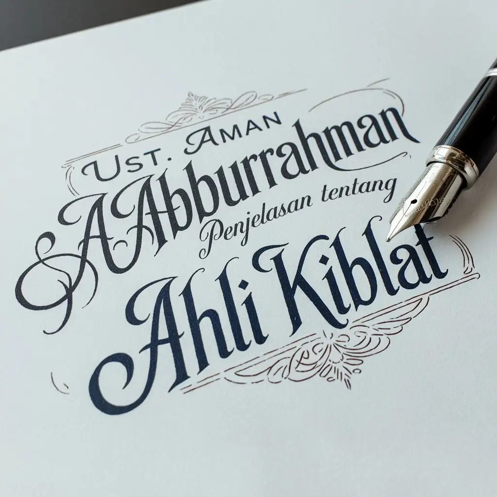 Elegant-Pen-Writing-on-White-Paper-Featuring-Ust-Aman-Abdurrahman-Penjelasan-Tentang-Ahli-Kiblat