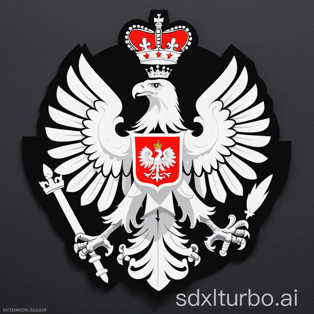 Polish-White-Eagle-Emblem-with-Crown-on-Black-Background