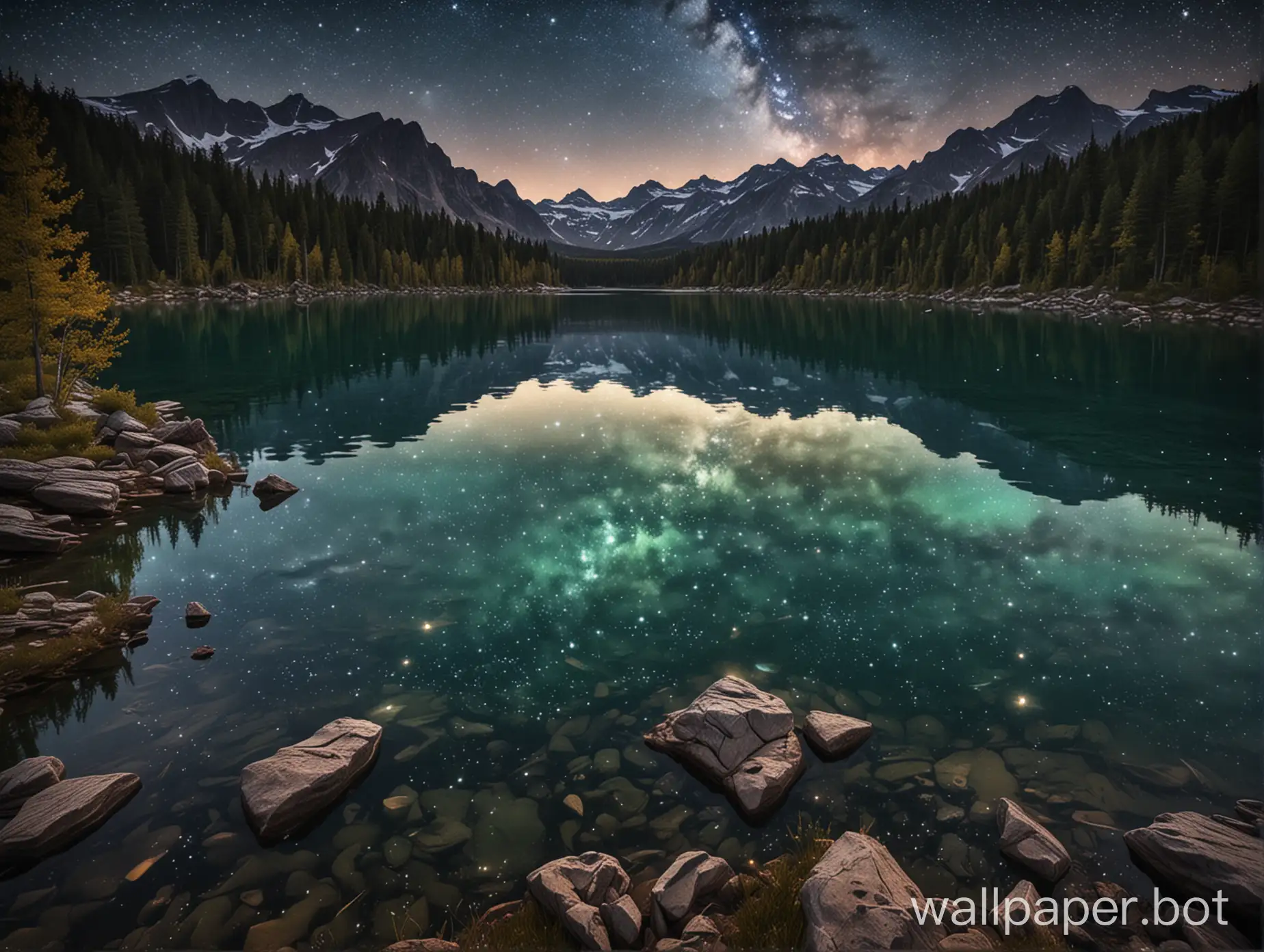 super hd 4k lake and stars