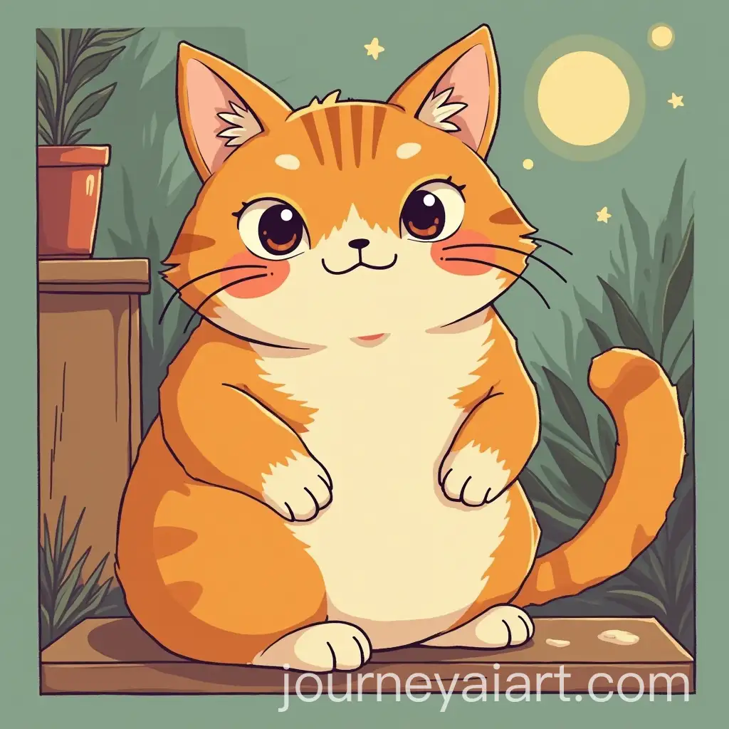 Chill-Orange-Cat-in-Retro-Japanese-Anime-Illustration-Style