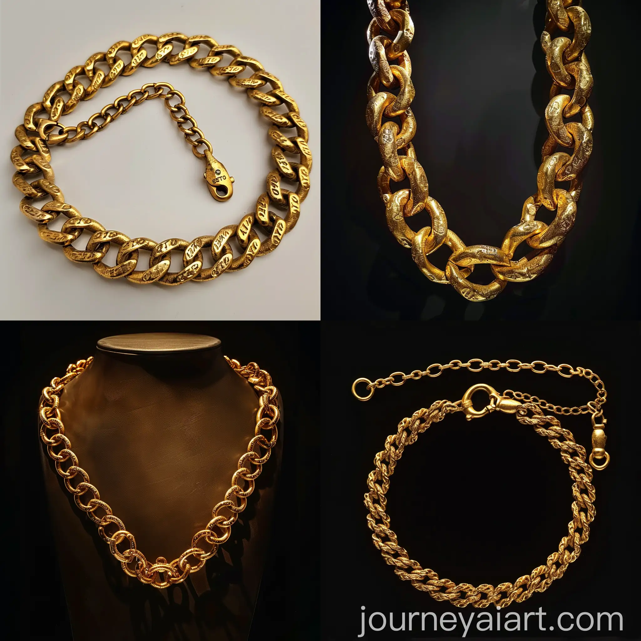 Gold-Chain-with-GETTO-Inscription-Vintage-Style-Jewelry-Art