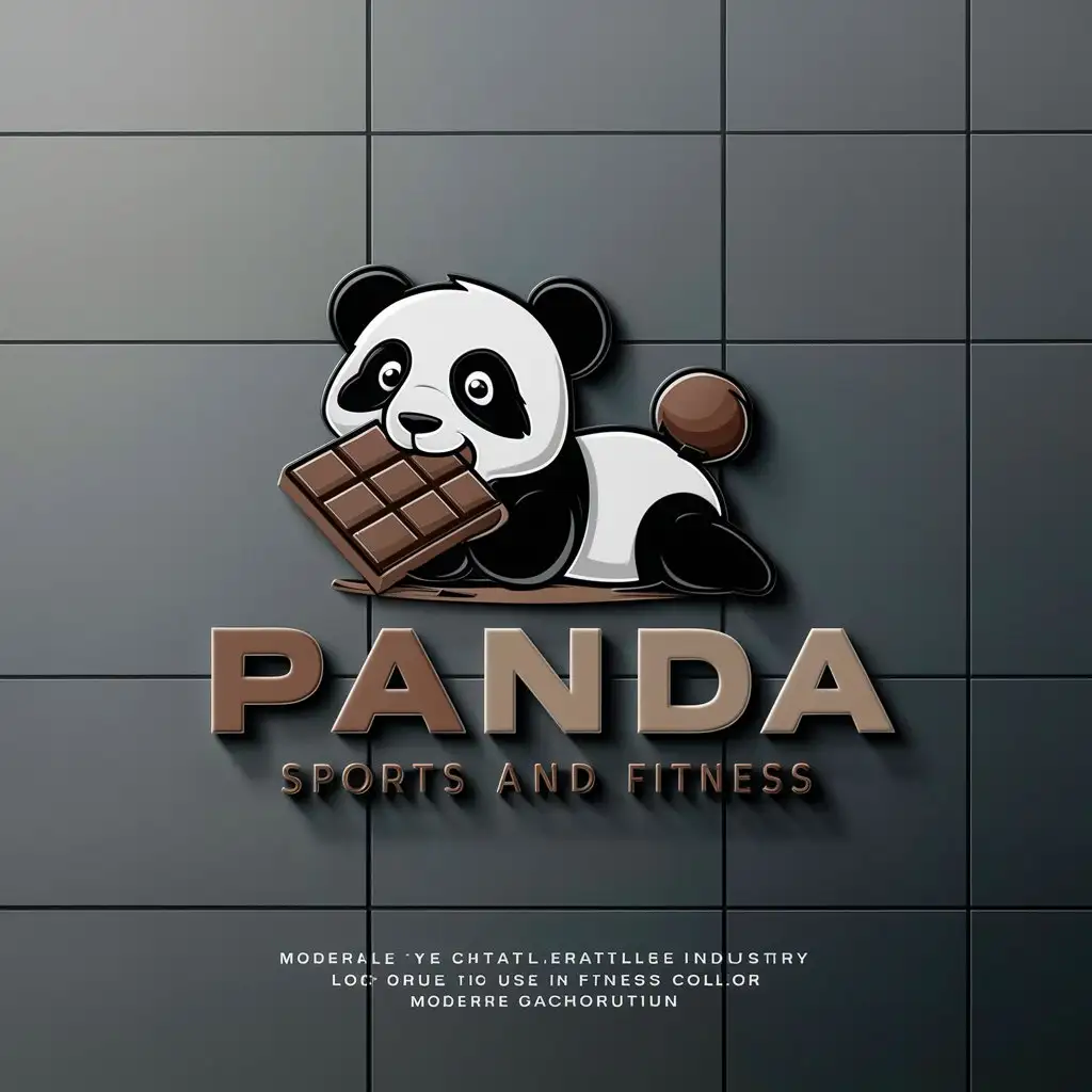 a logo design,with the text "Panda", main symbol:panda and chocolate,Moderate,be used in Sports Fitness industry,clear background