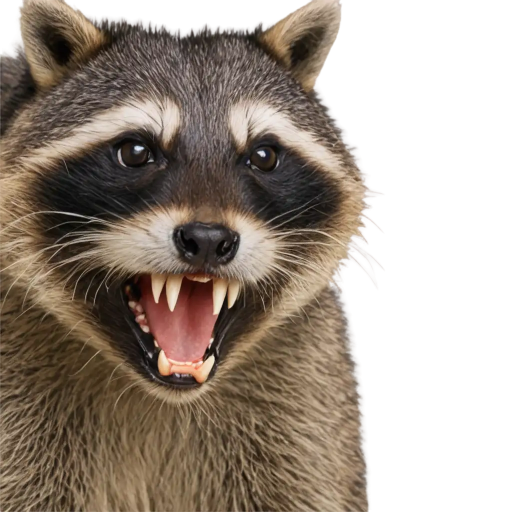 Rabid snarling raccoon