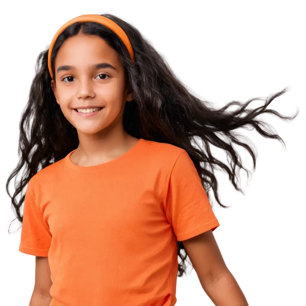 PNG-Image-of-an-11YearOld-Girl-in-Orange-Shirt-with-Black-Hair-Brazilian-Schoolgirl-Portrait