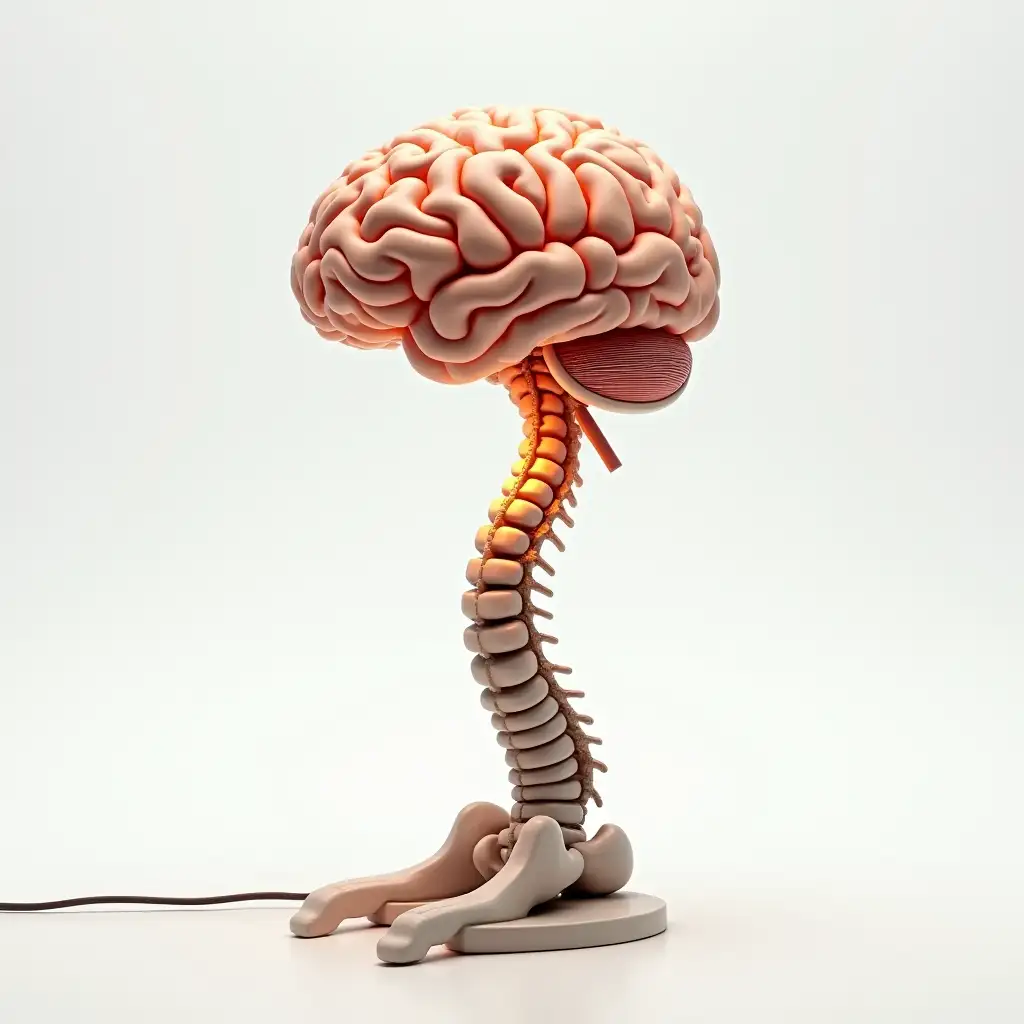 Surreal-Desk-Lamp-with-Human-Brain-Lampshade-and-Spinal-Cord-Stand