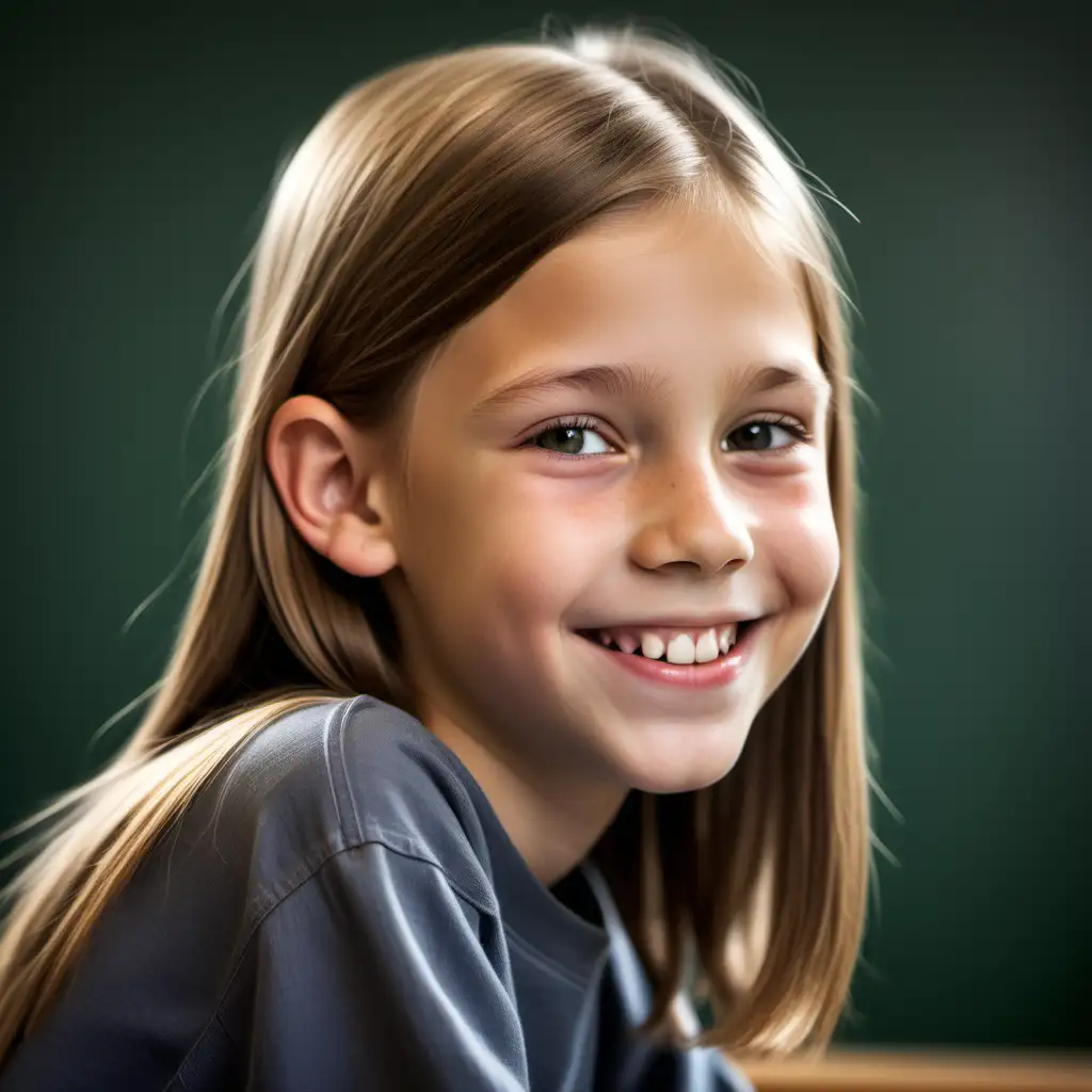 Smiling ThirteenYearOld Boy with ShoulderLength Light Brown Hair