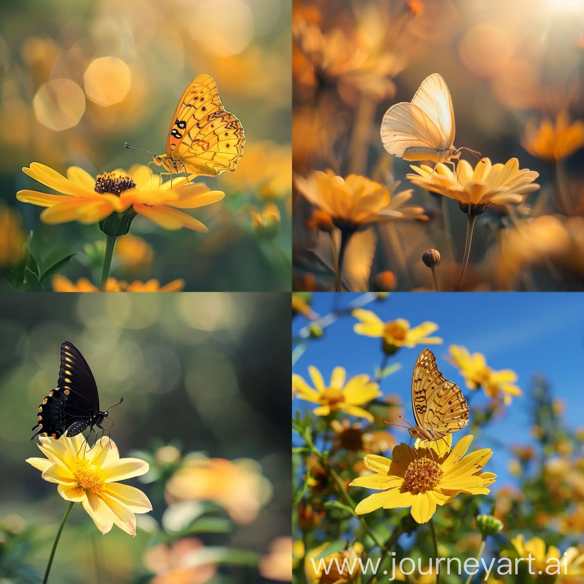 Bright-Yellow-Flower-with-Butterfly-on-Sunny-Day