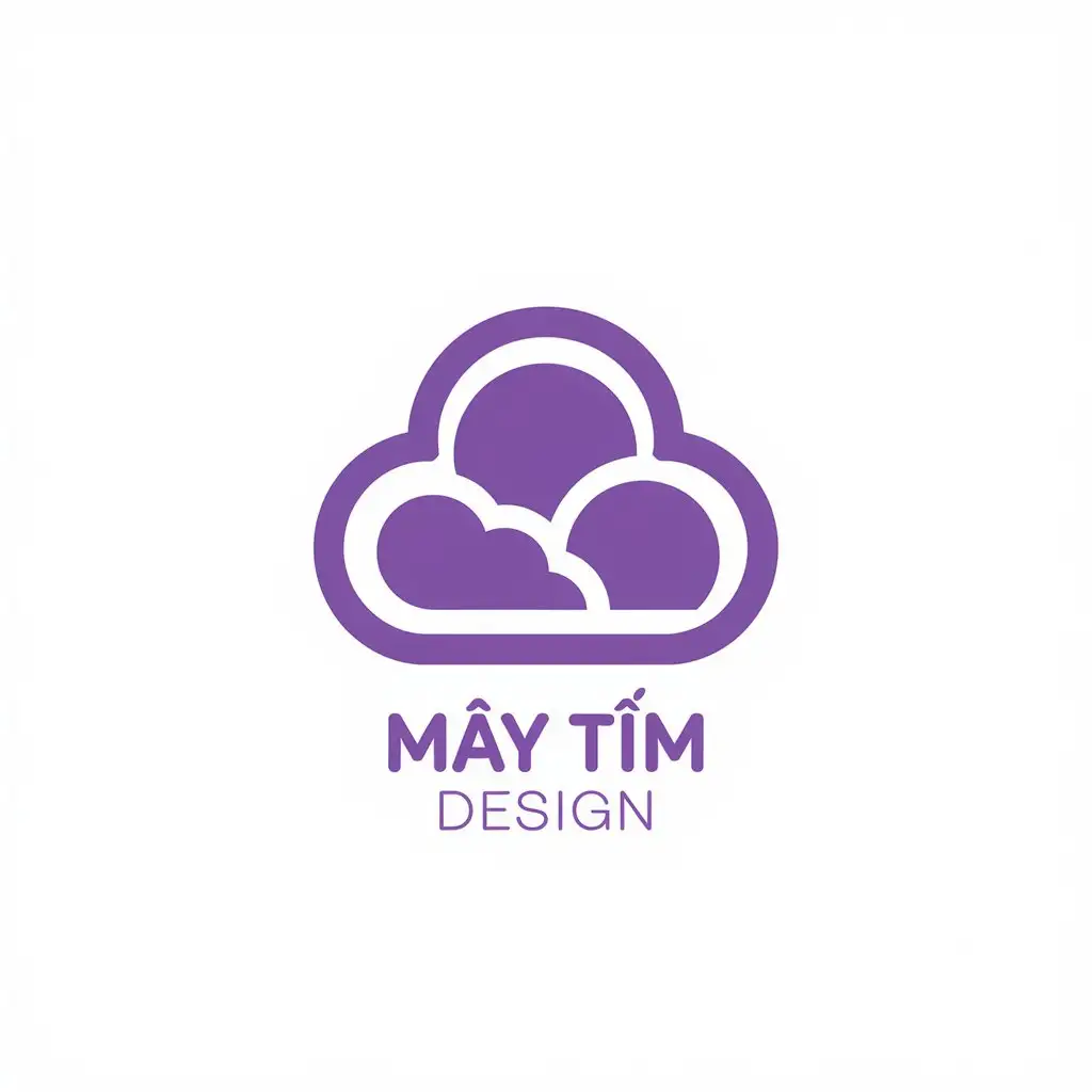 a vector logo design,with the text "Mây Tím Design", main symbol:Purple clouds,complex,be used in Home Family industry,clear background