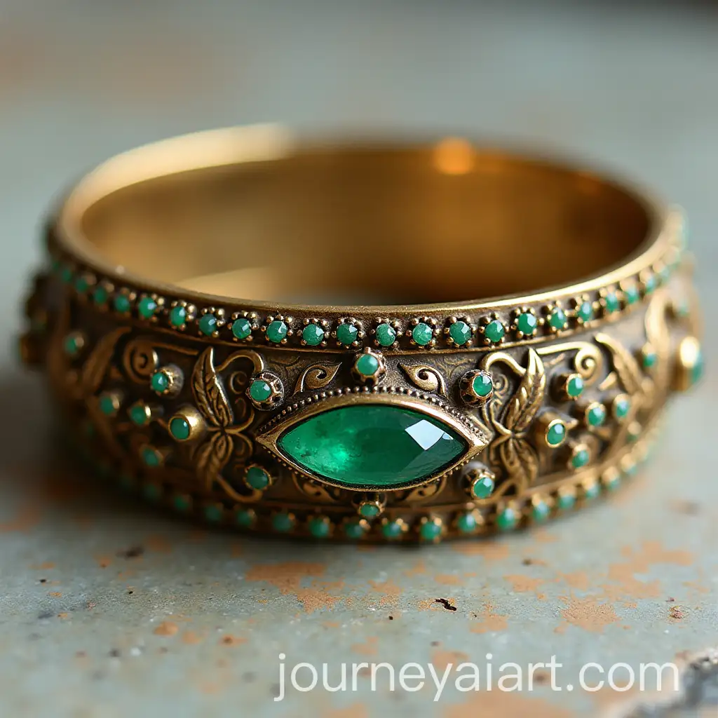 Intricate-Antique-Indian-Style-Bangle-with-Marquis-Cut-Emerald
