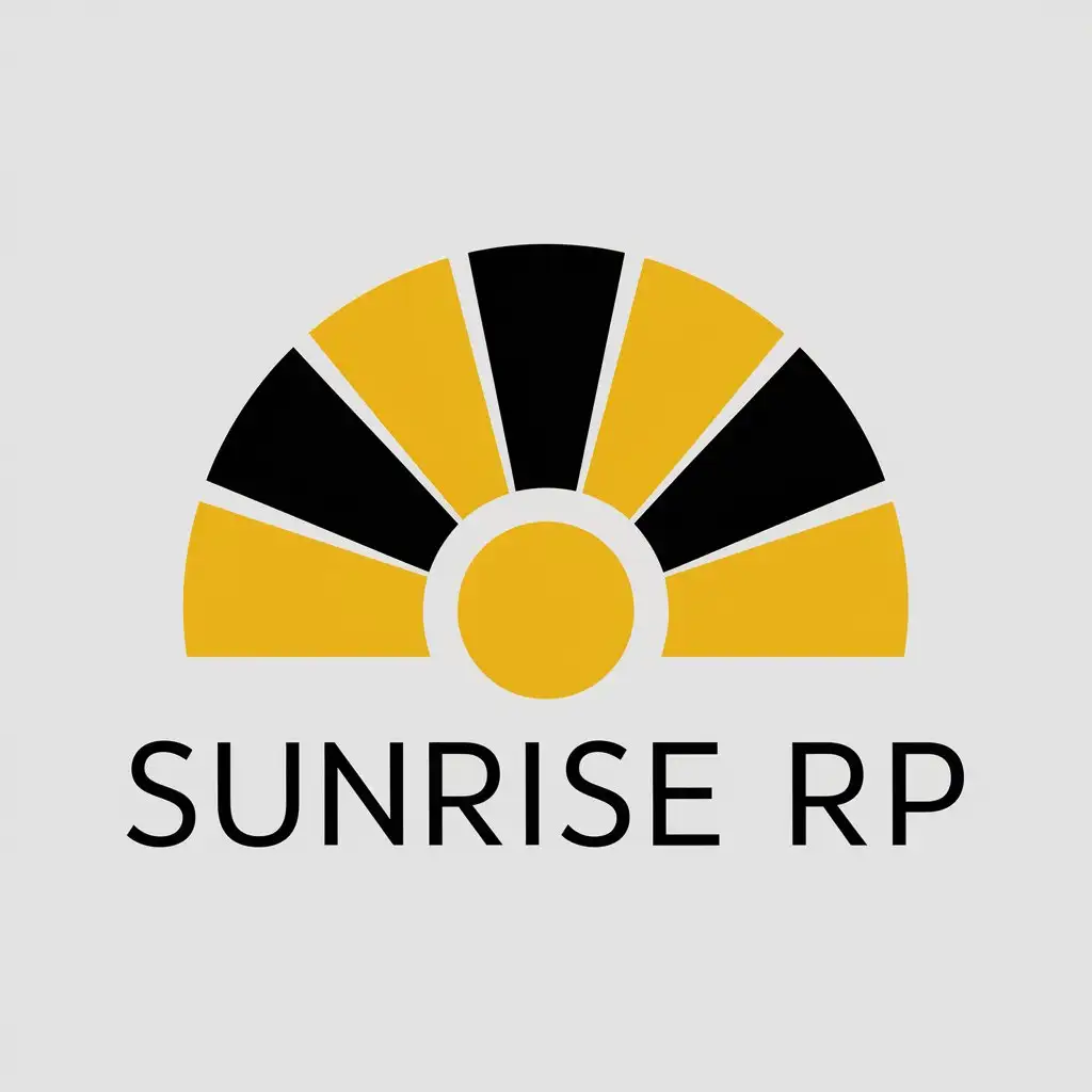 a vector logo design,with the text "SUNRISE  RP", main symbol:Radiation icon,Moderate,clear background