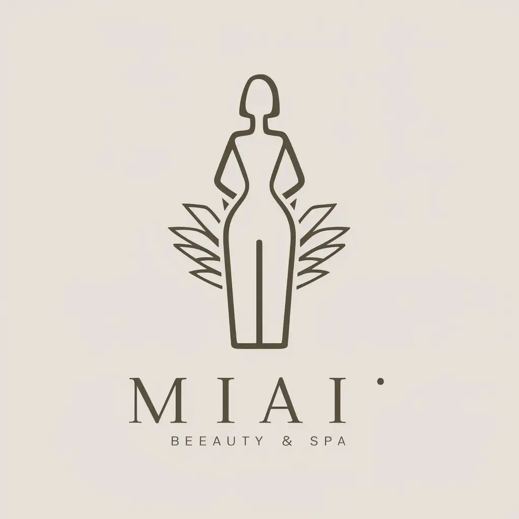 a vector logo design,with the text "miai", main symbol:Slimming, beauty, female, trousers,Minimalistic,be used in Beauty Spa industry,clear background