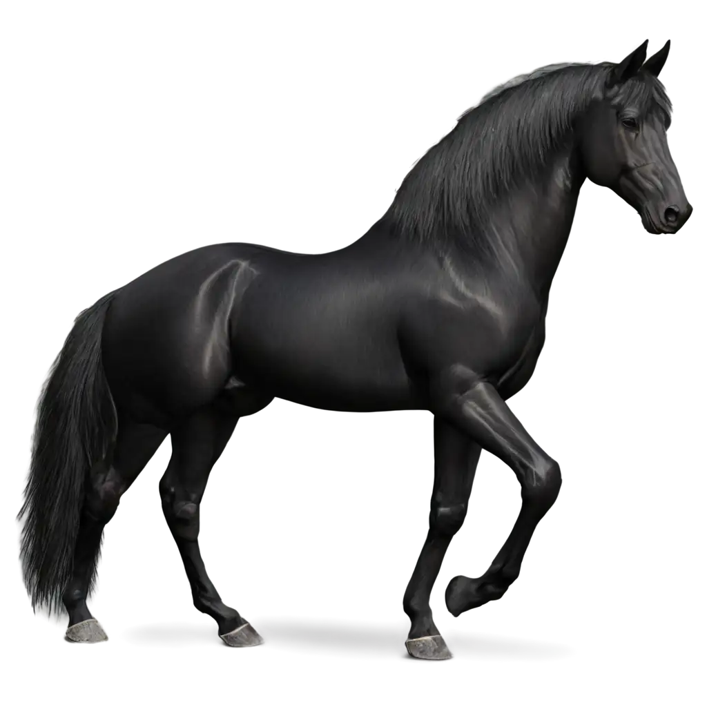 Black-Horse-Standing-PNG-Image-HighQuality-Transparent-Background-for-Versatile-Use