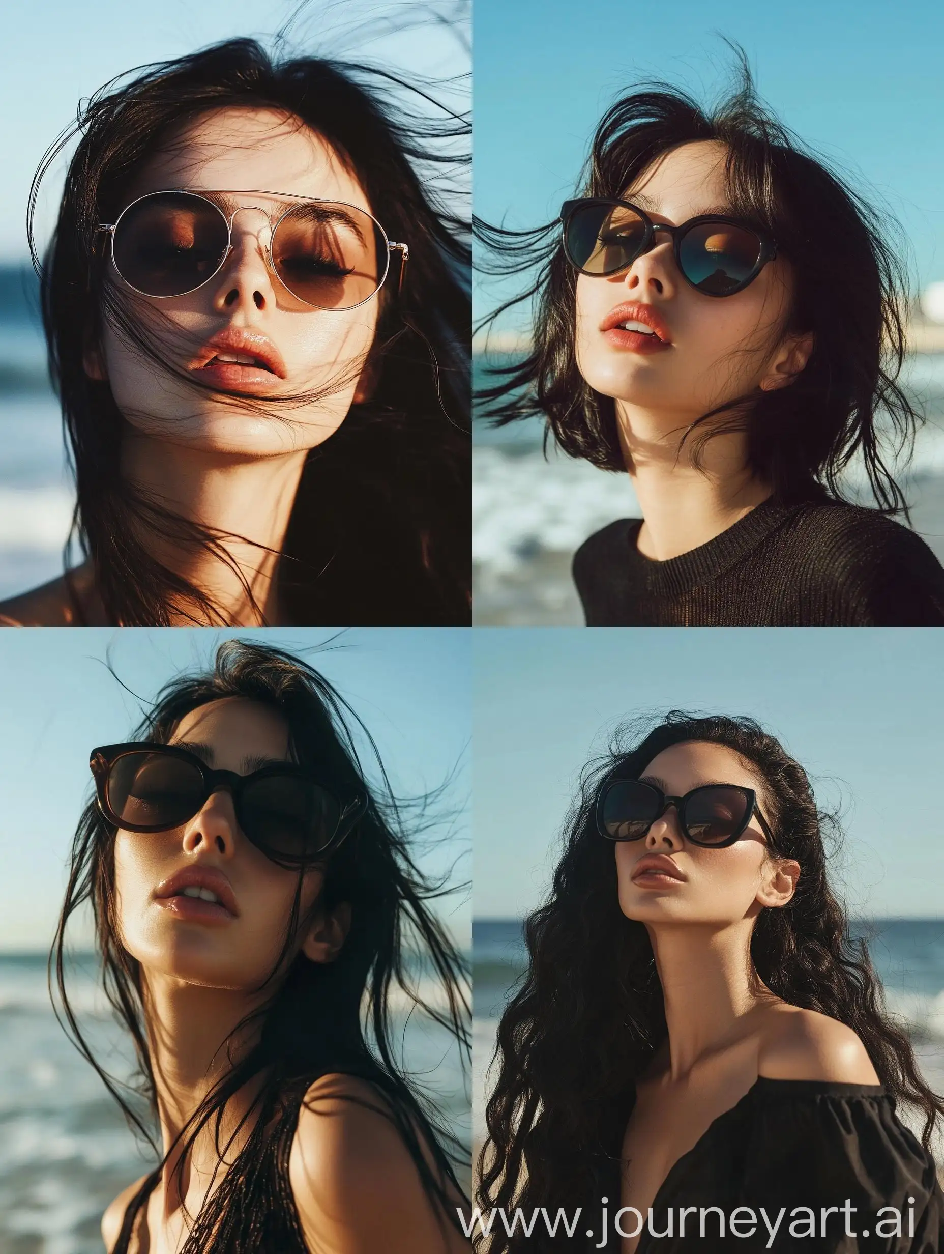 Fashion-Portrait-of-Young-Woman-with-Sunglasses-on-Beach