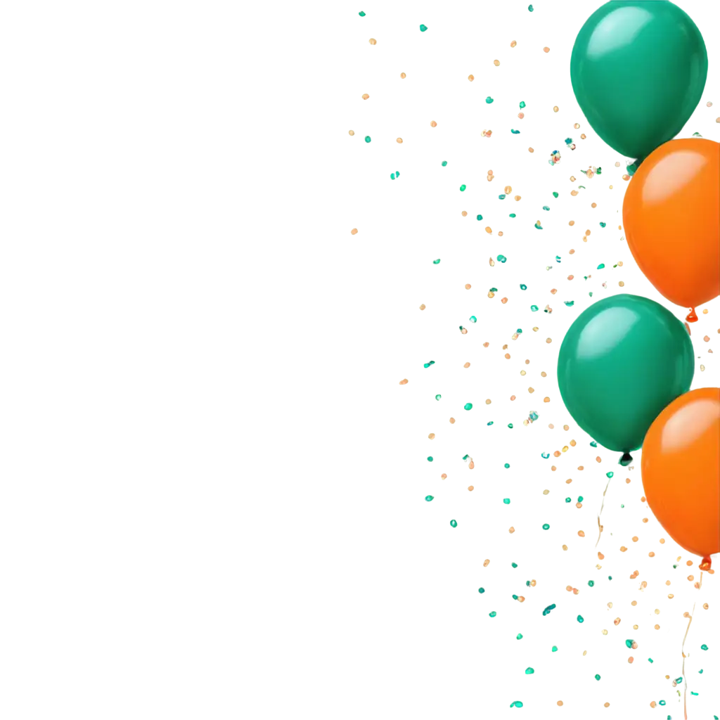 Gradient-Green-and-Orange-Background-with-Birthday-Balloon-Design-and-Confetti-PNG-Image