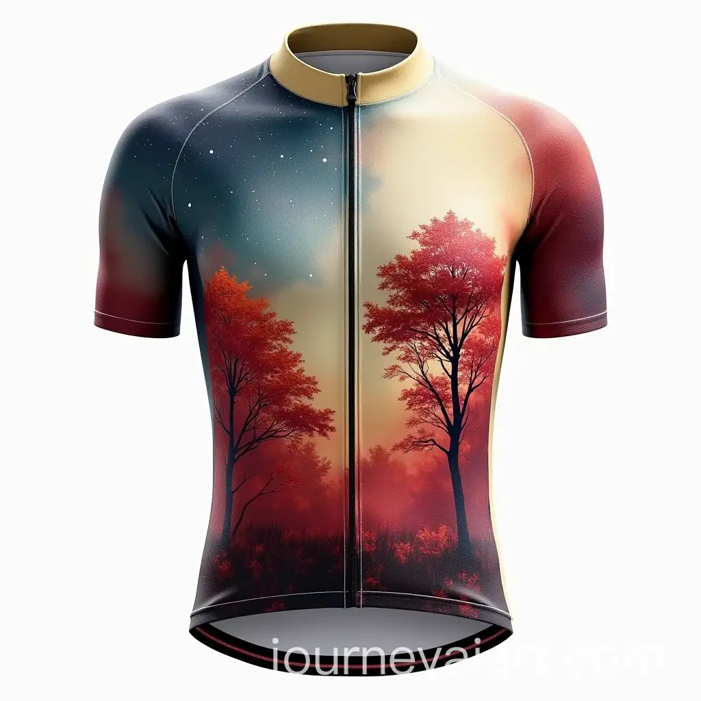 Cycling-Jersey-with-Bright-Galaxy-and-Forest-Field-Pattern