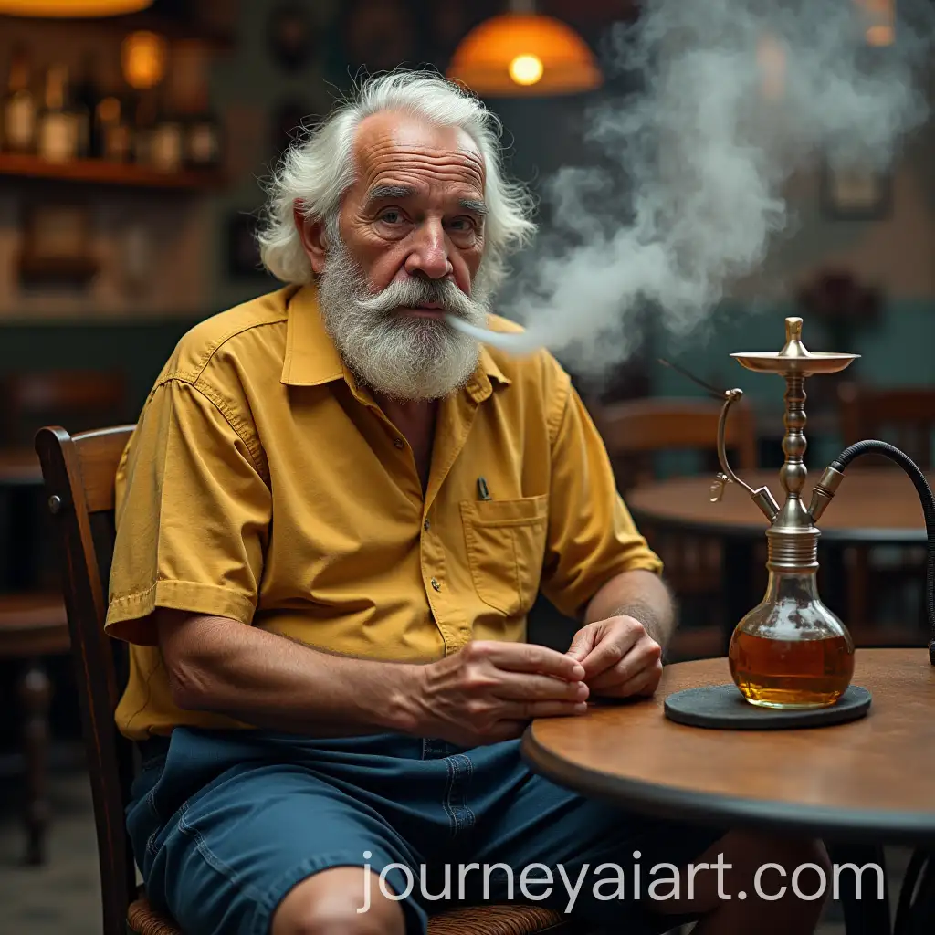 Elderly-Man-SmokingAI-Art-Prompt-Expansion-Hookah-in-Cafe-with-Casual-Outfit
