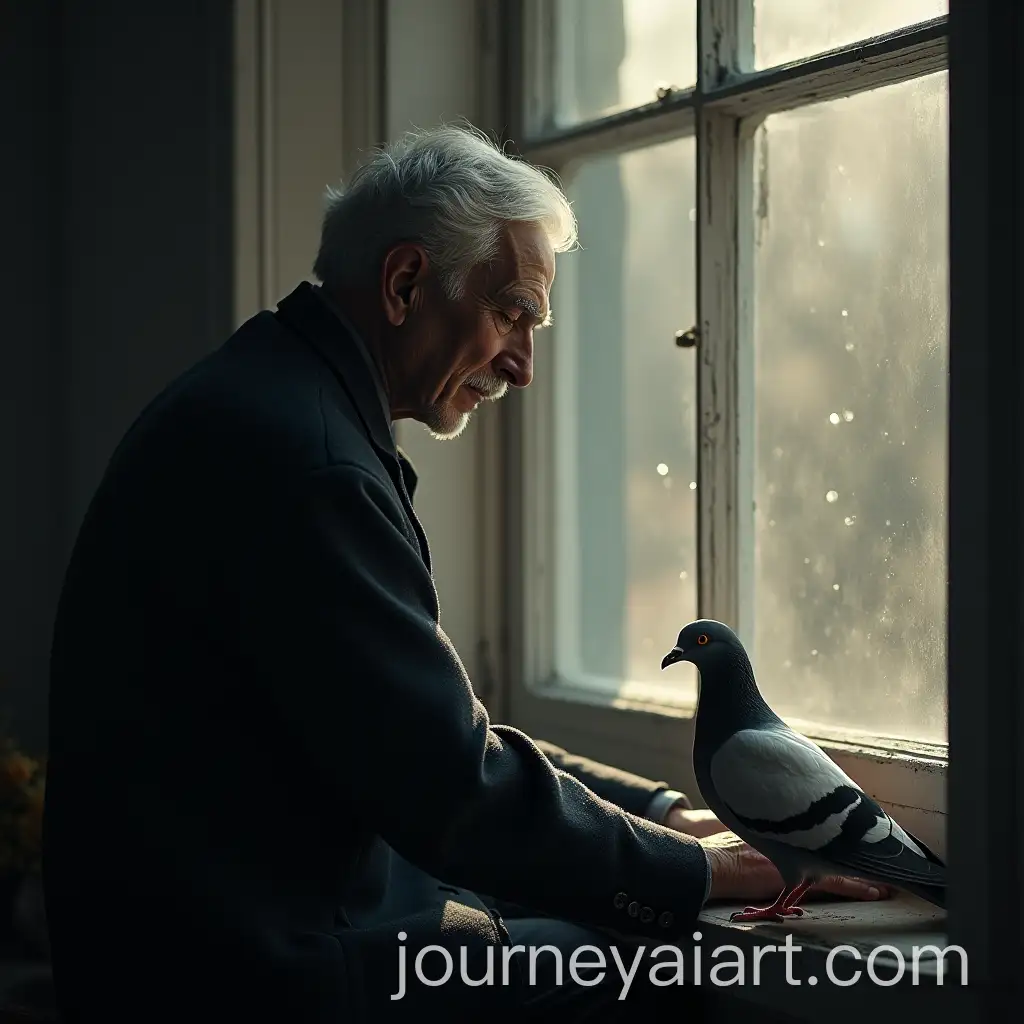 Nikola-Teslas-Last-LightAI-Image-Prompt-Expansion-with-a-White-Pigeon-in-New-York-City
