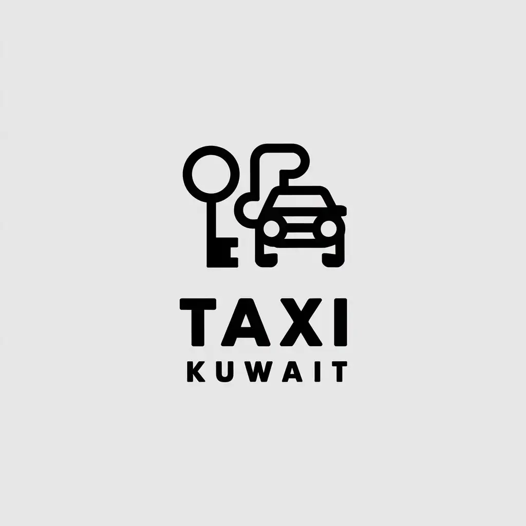 LOGO Design for Taxi Kuwait Minimalistic Vector with ShareKeyCar and Network Paths Symbolism