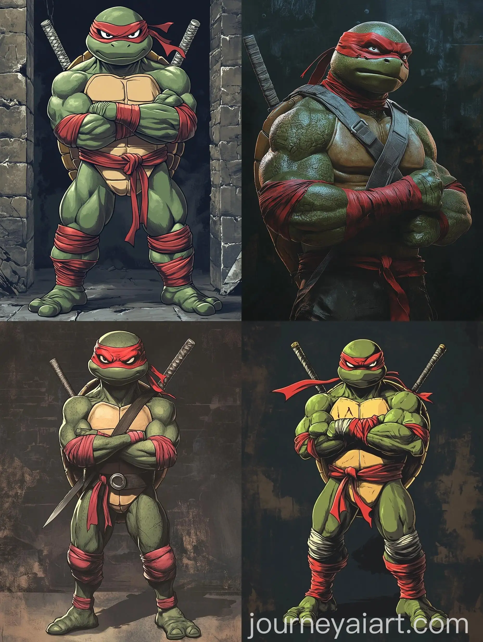 Raphael-Teenage-Mutant-Ninja-Turtle-Standing-with-Sai-Knives
