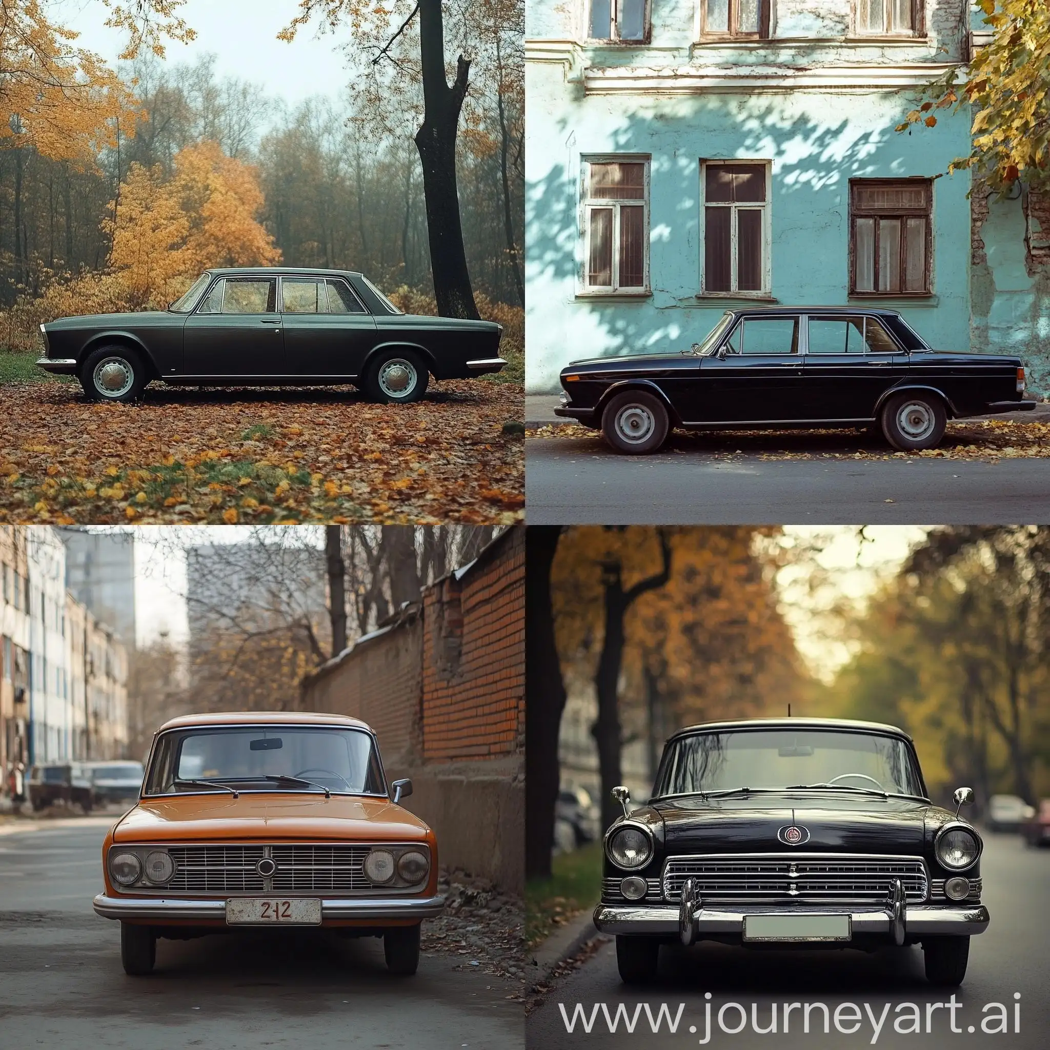 Classic-Gaz-24-Car-Parked-in-Vintage-Urban-Setting