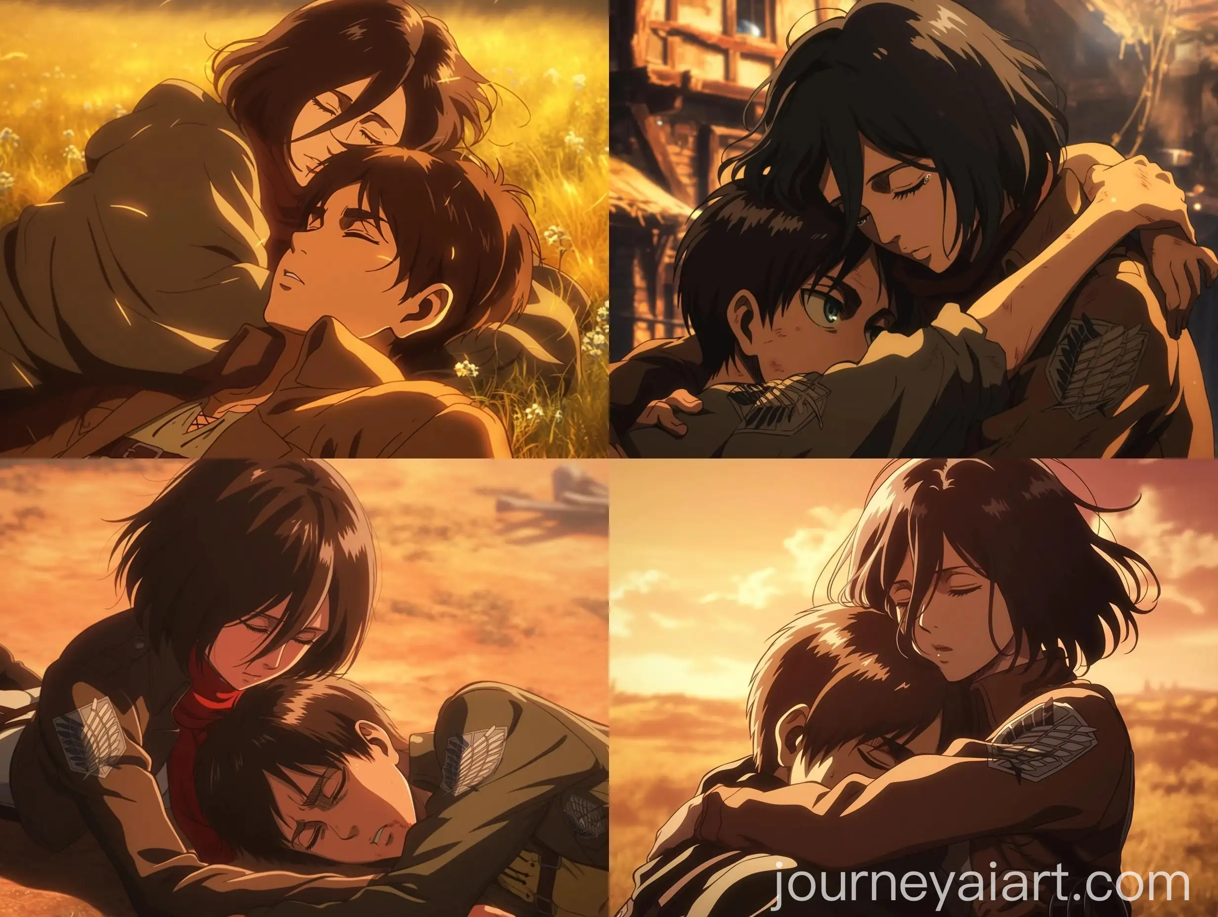 Eren-and-Mikasa-Cuddling-Official-Anime-Screenshot