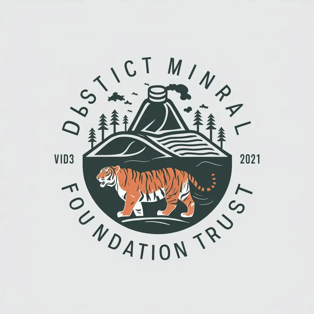 LOGO Design For District Mineral Foundation Trust Tiger Mines and Forest Theme