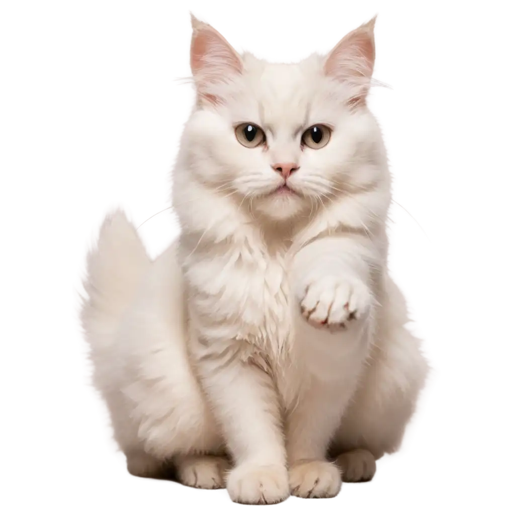 Cute-Fluffy-White-Cat-Pulling-Paw-to-Play-PNG-Image-HighQuality-Transparent-Background