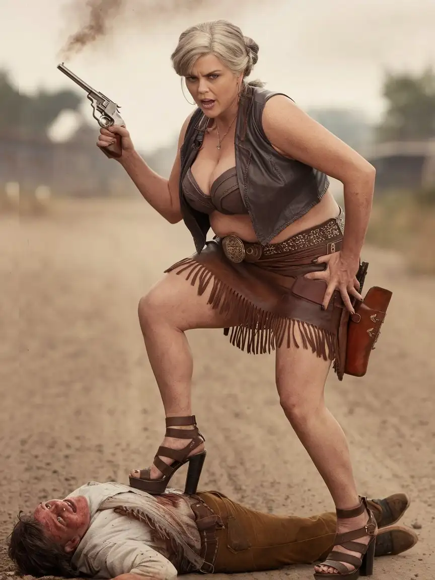 Evil-Angry-Aged-Granny-Cowgirl-Bandit-in-the-Wild-West-with-Revolver