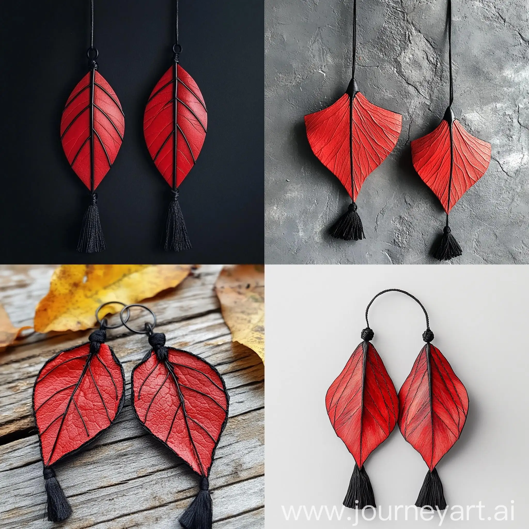 Red-Triangular-Leaf-Charms-with-Black-Tassel-Ends