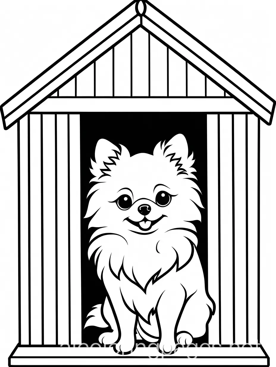 Pomeranian-in-a-Dog-House-Coloring-Page-for-Kids