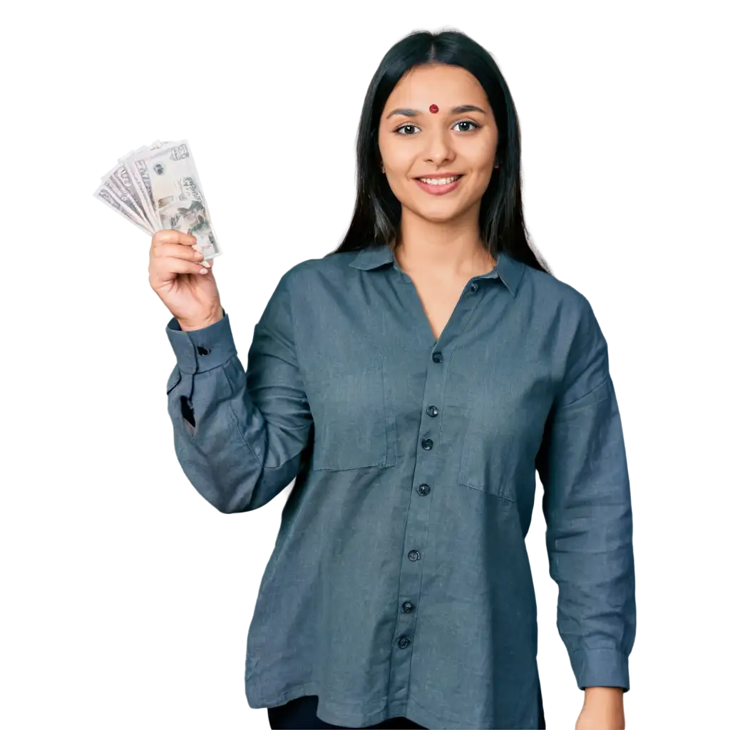 Indian-Lady-Holding-Money-PNG-Image-HighQuality-Digital-Asset-for-Versatile-Use