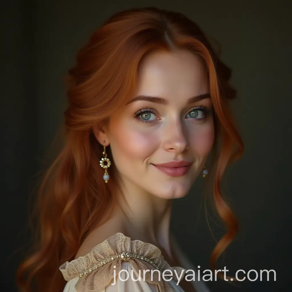 Elegant-Polish-Ottoman-Woman-with-Reddish-Golden-Hair-and-Smiling-Expression-in-Traditional-Ottoman-Dress