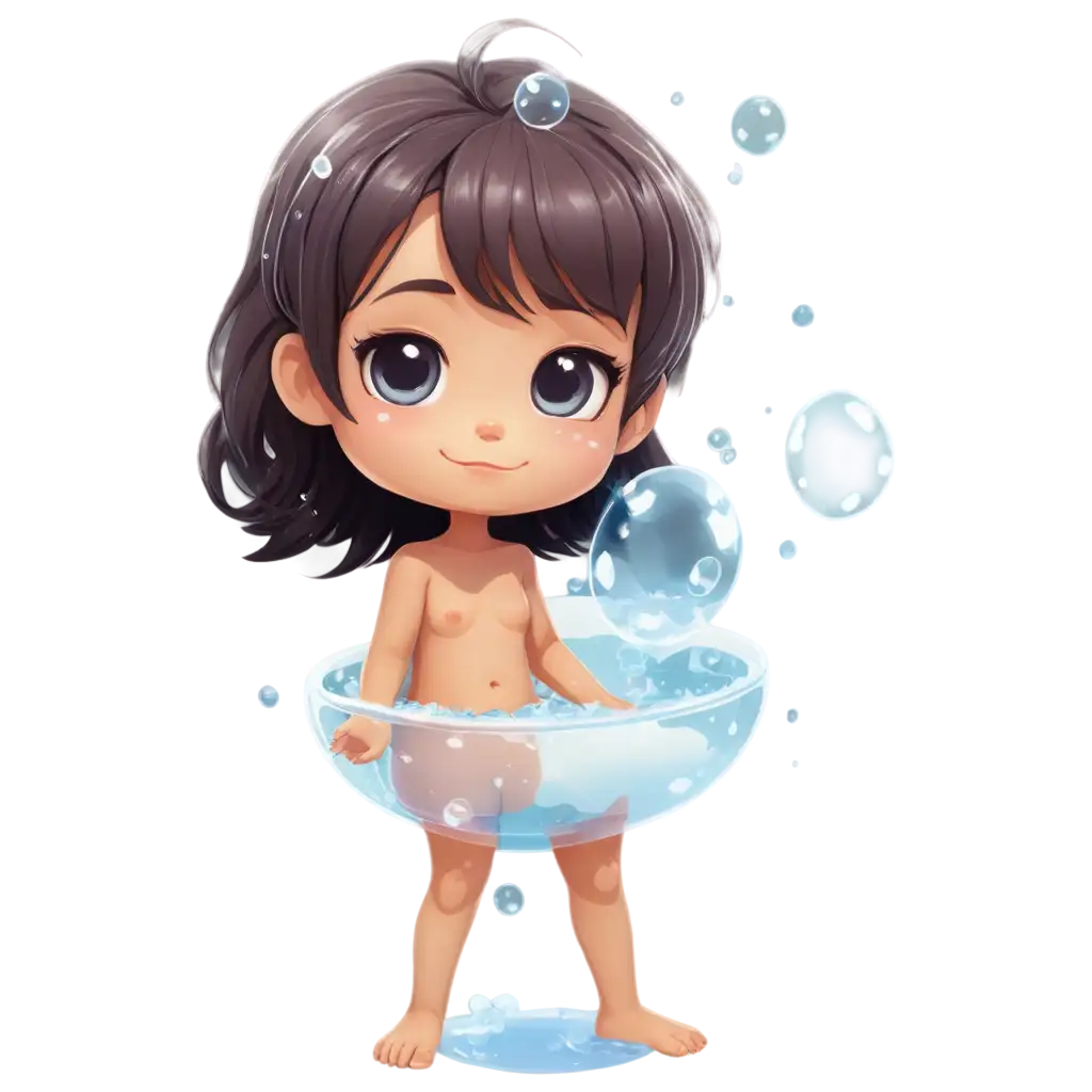 Chibi-Girl-Taking-a-Bath-with-Soap-Bubbles-PNG-Image-for-HighQuality-Usage