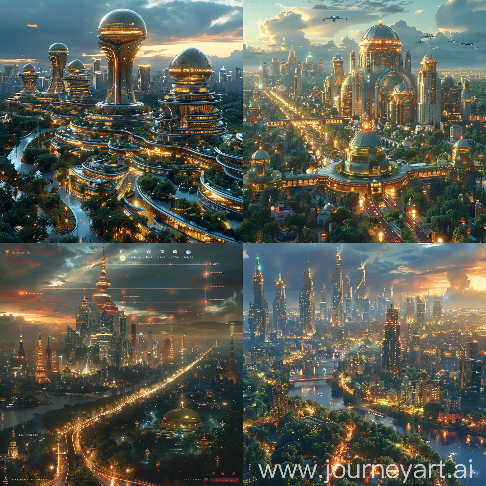 Futuristic-Moscow-Cityscape-with-Skyscrapers-and-Spaceport