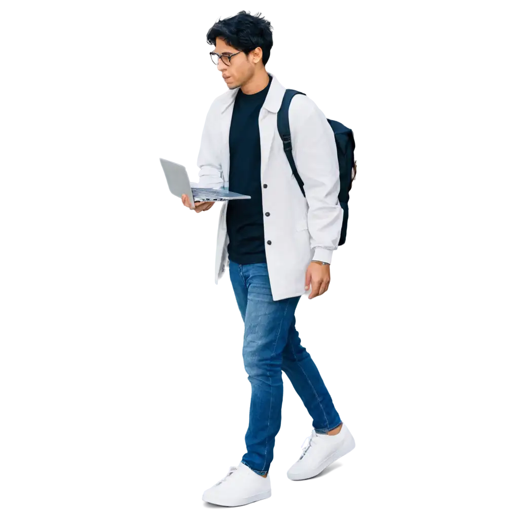 Brazilian-Man-in-White-Coat-Holding-MacBook-Pro-PNG-Image