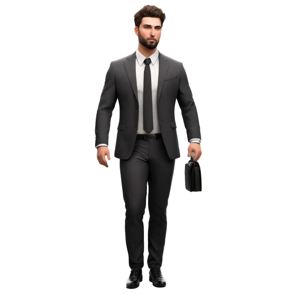 professional realistic cinematic male in black suit